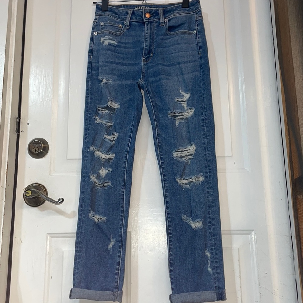 AEO Medium Wash High-Rise Slim Ankle Jean